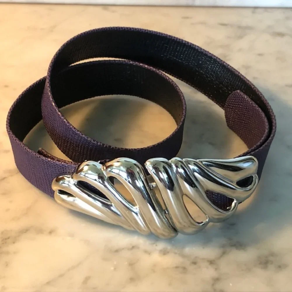 DOTTY SMITH Vintage Silver Belt Buckle & Interchangeable Purple Belt Strip